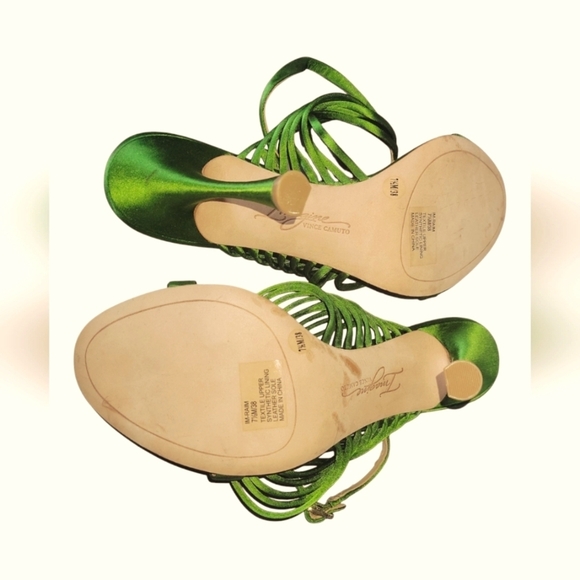 Imagine Vince Camuto Raim Satin  Ankle Strap Green Women's Sandals Sz 7 1/2M/38 - Picture 6 of 10